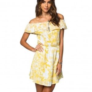 O’Neill Dorothy Floral Off the Shoulder Dress - Yellow/White - L